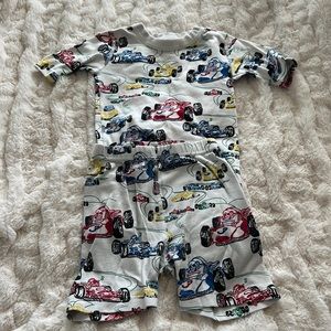 Hanna Anderson race car pajama set. Short sleeve/shorts
